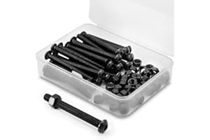 MINHER M5 x 50mm 30 Juegos de Tornillos y Tuercas Combinada Hexagonal Negros Tornillo Cabeza Redonda M5 10,9 Grados Acero Aleado