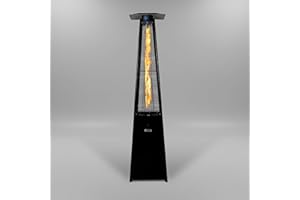 GASDEPOT REALGLOW Real Flame Outdoor Pyramid Patio Heater in Black - 13KW Propane Gas Standing Floor Heater for Outdoors & Gardens - Outside Space Heating for Decking, Home Garden & Gazebo