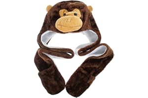 JK Home Kids Teens Hat Gloves Scarf Set Cartoon Fleece 3 in 1 Party Animal Hats Scarf Mitten Gloves with Pockets Warm Plush Hoodie Earflap Beanie