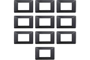 ELECTRON 10 Placche, 3 moduli/posti, Compatibile Con Vimar Plana, colore acciaio scuro, Placche In plastica di alta qualità, 100% compatibile con i supporti e i moduli originali