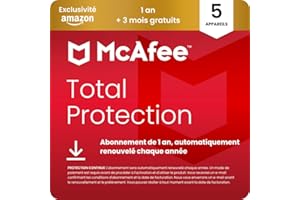 McAfee Total Protection 5 appareils 2025 | 15 mois |VPN sécurisé, logiciel de sécurité avec antivirus, gestionnaire de mots de passe et surveillance de l'identité | Téléchargement