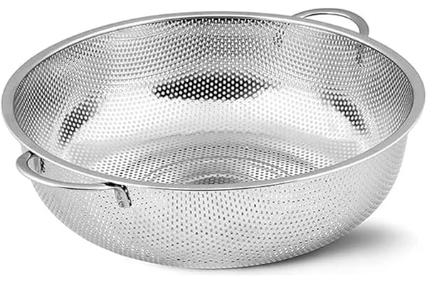 MGE - Passoire Cuisine avec Poignées et Base - Tamis Micro Perforée - Passoire pour Riz, Spaghetti, Nouilles, Légumes - Acier Inoxydable - Ø 25 cm
