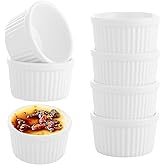 ASelected Ramekins Set of 8 Oven Safe,7 CM White Porcelain Ramekins,90 ML Baking Cups for Souffle,Porcelain Souffle Dish Mini