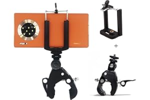 PYXEL STUDIO Cell Phone Tripod Mount Adapter Clip Holder and Camera Super Clamp, Universal Quick Release Pipe Bar Clamp Mounts for Tripods Stands Microphone Stands Any Pipe or Bar