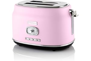 ‎WESTINGHOUSE Westinghouse Retro-Toaster, 2 Scheiben, extra breite Schlitze, Warmhaltegestell, 815 W, rosa