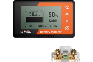 LiTime 500A batterivakt med LCD-display och shunt, 8V-120V batterimonitor för husbil, golfbil, solcellsbatteri med Buzzzer-la