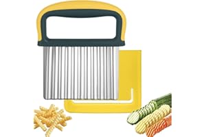 Crinkle Cutter, Stainless Steel Potato Chipper Chip Cutter, Potato Cutter French Fries Vegetable Cutter and Fruit Slicer, Potato Spiral Cutter by IrshPick