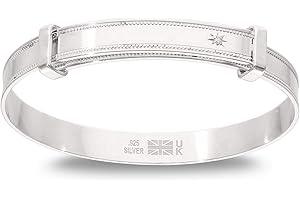 DOLCE VALENTINA Bracelet extensible en argent sterling 925 pour enfant, baptême, anniversaire, fête prénatale, Argent, Diamant