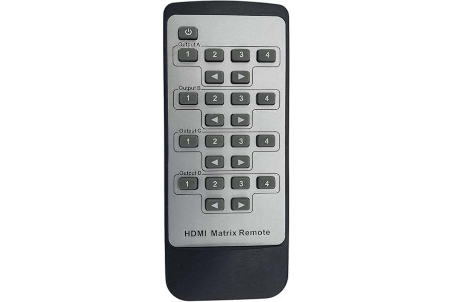 FOURKAY Spare Infra Red remote control for 4x4 HDMI matrix switch models MX4K44E-70DS and MX4K44E-BT150.