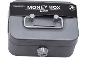 Renopfect Geldkassette Aus Stahl, Geldbox Geldkassette Abschließbar Mit 2 Schlüssel Und Hartgeldeinsatz, Geldkassette Abschließbar Und Tragbar Geeignet Als Spardose, Kaffeekasse, Sparkase, Trinkgeldk