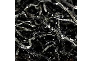 QUESUC Raphia le noir Papier Déchiqueté Papier Pailleté en Soie Boîte Cadeau En Soie Matériau Remplissage Décoration Raphia Brillant Boîte Cadeau Partenaire Cadeau Panier Cadeau Cadeau Décoration Cadeau (B)