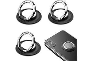 IOSPKKIO® 3 Stücke Handy Ring Halterung, Ring Telefon Ständer, Fliegende Untertasse rund,Handyhalterung Finger für Smartphone, Magnetische Autohalterung schwarz