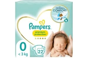 Pampers Premium Protection taglia 0, 22 pannolini, < 3 kg, ottimo comfort e protezione per pelli sensibili
