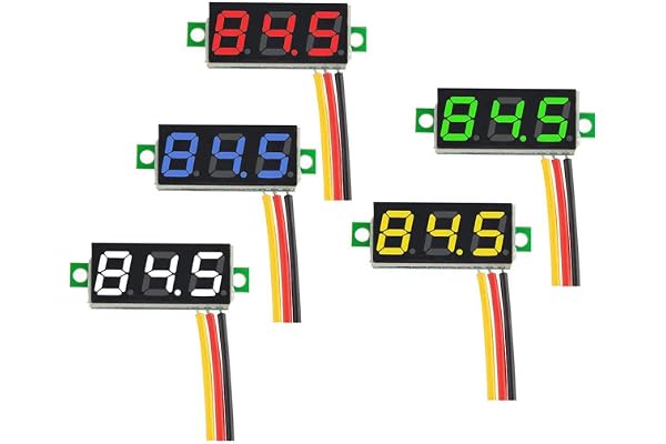 Greluma 5 st 0,28" Mini Digital DC Voltmeter, Tretråds 0V-100V Mini DC Voltmeter Spänningsmätare - 5 färger