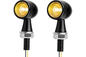 TEASTEAM 2PCS Motorbike Mini LED Bullet-Shaped Indicators, 12V E-mark Vintage Turn Signal Amber Light, Universal Waterproof M8 Motorcycle Daytime Brake Lights for Harley Dirt Bike Yamaha Honda Kawasaki