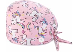 VYIBPDY Op Hauben Damen, Op Haube Stoff OP Hauben Stoff Krankenschwester Zubehör für Ärzten, Krankenschwestern, Zahnärzten, Pharmazeuten, Tierärzten, Medizinischem Personal(Einhorn), 1 Stück