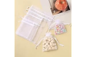 HERZWILD 100pcs Sachets Organza 10 x 15 cm, Rubans pour Bijoux Cadeaux Sachets Dragées Bonbons Marriage Petits Sacs à Cordon pour Mariage, fête(10 x 15)