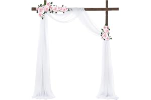 auons Wedding Arch Sheer Drapery Backdrop Voile Curtain Chiffon Draping Fabric 20Ft Sheer Curtains Arbor Drapery for Wedding Ceremony Reception Party Ceiling Decor, White, 1 Panel