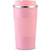 ABCORPHIC Thermos Cafe Thermal Takeaway Tumbler 510 ml, Pink | Airtight and leak-proof, stainless steel, BPA-free, for car an