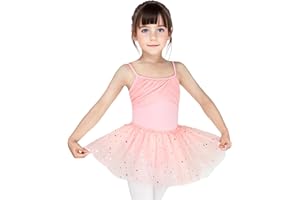 JiAmy Girls Ballet Dress, Sleeveless Ballet Outfit Ballet Leotard, Glitter Star Tutu Sequin Kids Ballet Costume Dancewear for Little Girls 2-11 Years