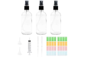 EPISKEY 3 Stück 100ml Sprühflasche Glas, Transparente Parfüm Zerstäuberflasche Leere Sprühflasche zum Befüllen, Klein Tragbar Parfüm Zerstäuber für Unterwegs Ätherisches Öle Kosmetik Aromatherapie (3 X 100ml)