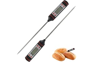 ECEOTHSY 2 termómetros de cocina digital con sonda para barbacoa, carne, filete, pavo, vino y jalea, gran pantalla lcd, amplio rango de medición, apagado automático, entre - 50 ° C y + 300 °