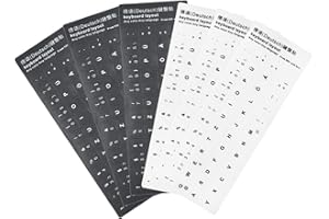BLEEZM Tastaturaufkleber Deutsch - 6 Stück Deutsche Tastatur Aufkleber, Deutsche Ersatz Aufkleber, Geeignet für Jede Standard-Tastatur, Laptop-Tastatur, Apple-Tastatur(3*Nero 3*Bianco)