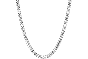 VEXXS Men Gold Necklace, Mens Gold Chain,18K Real Gold Plated 4/5/6mm Flat Cuban Link Chain, Durable No Color Fading Men’s Necklace Chain,Jewelry Gift Men Women