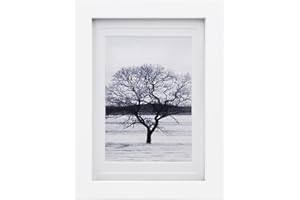 EGOFINE 7x5 Picture Frame - Made of Solid Wood Covered by Plexiglass Matted for 4x6 and 3.5x5 for Table Top Display and Wall Mounting Photo Frame, White