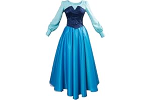 SIDNOR Women Girls Ariel Cosplay Dresses Costume Princess Party Outfit Ball Gown Uniform Blue