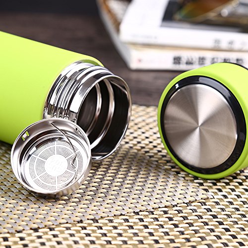 SOEKAVIA 500ML Thermoflasche Edelstahl Thermosflasche Lacken Thermoskanne Isolierflasche mit Filter Vakuumflasche – grün - 4