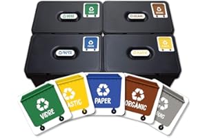 HABERDASHERY ONLINE 5 Etiquetes Adhesives per al Reciclatge d'Escombraries. Adhesius per a la gestió de residus. Cadascuna de 4,8 x 4,8 cm.