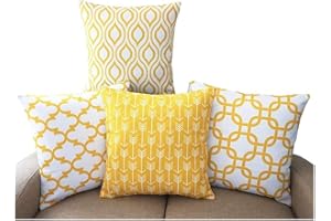 TIDWIACE Juego de 4 Hogar Algodón Lino Funda de Cojine 40 X 40 cm - Amarillo Throw Cojín Decoración Almohada Caso de la Cubierta Decorativo para Sala de Estar sofás