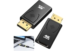 Raykce 2 Pack Displayport to HDMI Adapter 4K, Gold-Plated DP Male to HDMI Female Converter for Desktop Laptop to HDTV Projector Windows XP/7/8/10/Vista/Mac/OS8.6/9