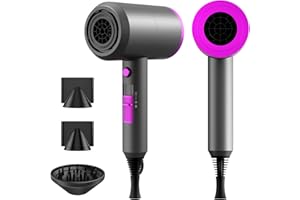 SLOPEHILL Hair Dryer, Professional Ionic Diffuser Hairdryer,1800 Watt AC Motor Quick Dry Travel Hairdryer, Salon with Hot and Cold Buttons Hairdryers for Women & Men, 2 Concentrators and 1 Diffuser