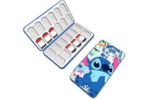 PERFECTSIGHT Joli étui pour cartes de jeu Nintendo Switch/Switch Lite/OLED, 24 cartouches de jeu pour cartes de jeu et 24 cartes SD, boîte de rangement compacte portable Kawaii (Stitc)