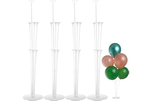 CENTS MATTER Table Balloon Stand Kit, 4 Pcs Balloon Sticks and Holders, Clear Dining Table Balloon Display Stand, Balloon Pole and Stand Base Support Holder for Wedding Birthday Party Anniversary Decorations