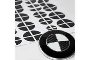 Aufgeklebt Lot de 30 autocollants avec logo - Noir brillant - Pour tous les emblèmes compatibles avec les jantes, capot, volant, couvercle de coffre (noir)