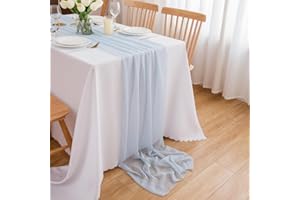 CHUQING Runner da tavola in chiffon blu chiaro, decorazione da tavolo per compleanni, matrimoni, sala da pranzo, feste, 70 cm x 3 m