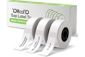 YOHOOLYO Cinta de Etiquetas Térmicas 3 Rollos 14 * 40mm Etiquetas Autoadhesivas Espaciado Compatible con Etiquetadora Bluetooth HP6-C para Hogar, Oficina, Escuela