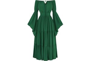 SCARLET DARKNESS Women Renaissance Maxi Dress Corset Off Shoulder Medival Dress