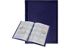 Larius Album pour pièces de monnaie pour 120 pièces de 2 euros, rangement de pièces commémoratives (bleu)