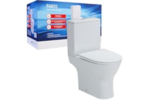 sanicomfort Stand-WC Kombination Paros spülrandlos, inkl. WC-Sitz und Spülkasten mit waagerechtem Abgang