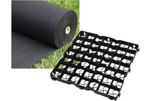 NEAT. FXDM Gravel Grid Shed Base - Plastic Grid for Driveways, Garden Flooring & Paths - Carports Grass Grid & Garden Path Mat - Lawn, Greenhouse Deck, Turf Shed Base Path Base Mat, 12 Grids = 3m², Black