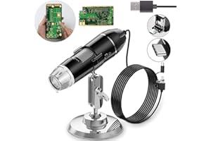 JURCHEN 50X To 1600X USB Digital Microscope Handheld Portable Microscope Adjustable Stand 8 LEDs Mini Microscope For Micro USB Type C Android, Windows Mac Linux