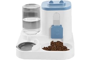 NUDORPN Distributeur Automatique 2 en 1 pour Chat et Chien, Gamelle avec Réservoir d’Eau et Croquettes, Mangeoire et Abreuvoir Grande Capacité pour Animaux Domestiques Intérieur