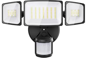 Onforu 42W Projecteur LED Détecteur de Movement, IP65 Etanche Spot Lampe 3 Tête, 6500 K Blanc Froid Éclairage de Sécurité Extérieur PIR pour Jardin, Cour, Entrée, Terrace