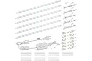 da LIGHT Lampa podszafkowa LED z przełącznikiem, 8,5 W, 760 lm, 6000 K, zimna biel, listwa świetlna, lampa kuchenna, oświetlenie witryn, oświetlenie szafy z paskami 6 x 26 cm, do kuchni, szafy,