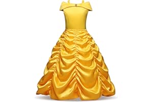M MUNCASO Belle Dresses for Girl Kids Princess Costume Dress Up Layered Off-Shoulder Fancy Dress for Halloween Christmas Cosplay Birthday Party,Wedding, Pageant Dresses for 3-9 Years