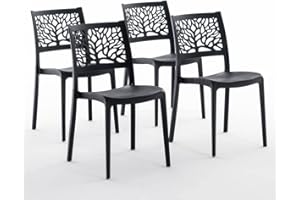 SIEDITI FUORI E DENTRO Chaises Flora en résine avec fibre de verre (4, Anthracite)